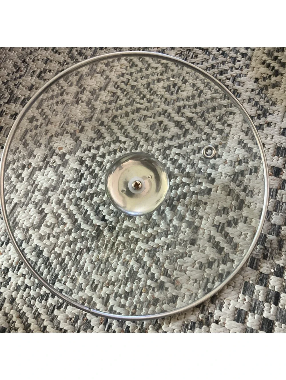 Replacement LID Glass Metal Handle Round Silver Vented 7 1/2 “ Diameter
